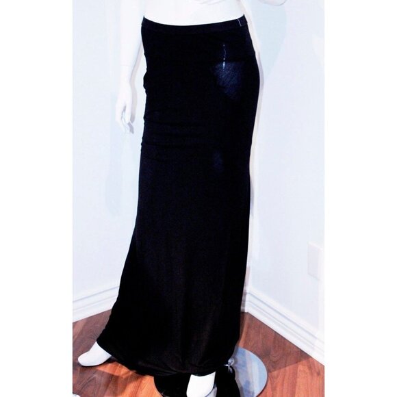 $600 RICK OWENS LILIES Runway LONG SKIRT Ribbed ANTHRACITE Black MADE IN ITALY - Picture 3 of 5